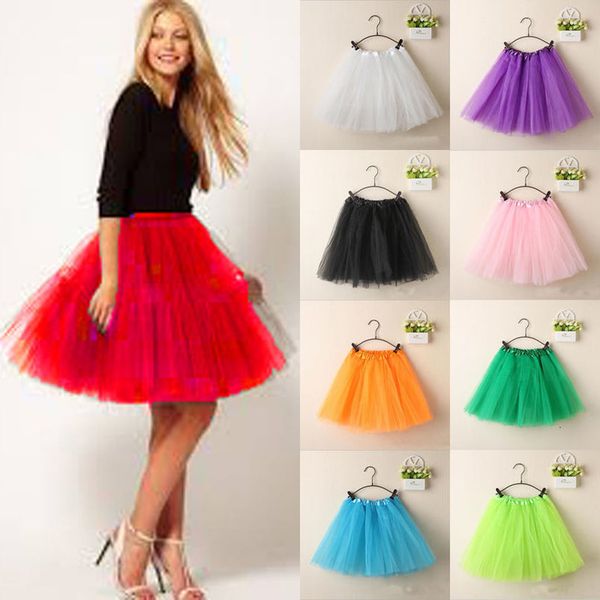 

fashion women ladies girls tulle tutu mini organza 3 layere party skirt underskirt princess party skirt gown, Black