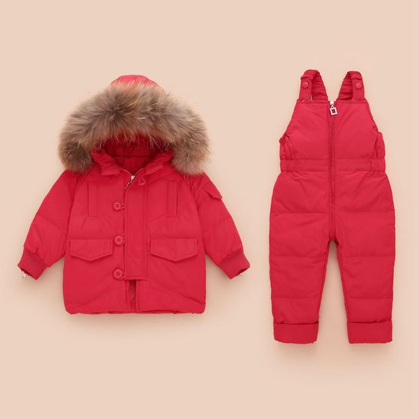 

новая осень keep warm детские дизайнерская пуховик детские комплекты комплекты для детей толстый zipper set пуховик top + bib pants, White