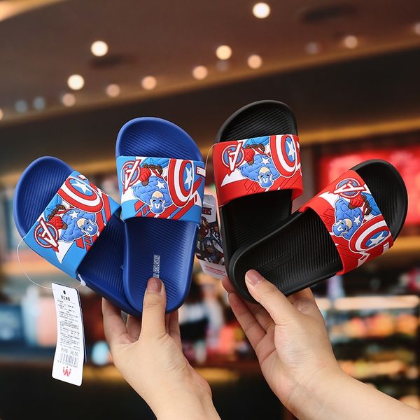

new marvel co-branded cartoon slipper mop slippers boys' outdoor fashion brand soft bottom outdoor wear home bathroom anti-skid mop, Black;grey