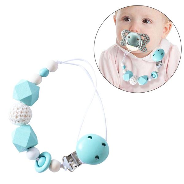 

popular cute baby silicone teething dummy pacifier clip bead infant soother nipple strap chain