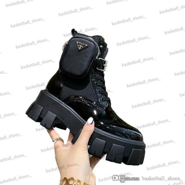 

women matte patent genuine leather platform latest bag boots casual shoes pulse triple martin boots size 35-41, Black