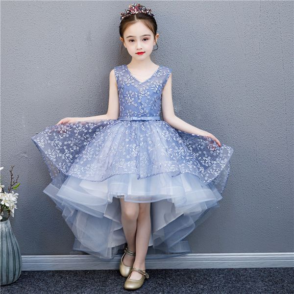 

fashion retail beauty appliques petal princess evening prom gown long dress with embroidery cute flower girls dress, Red;yellow