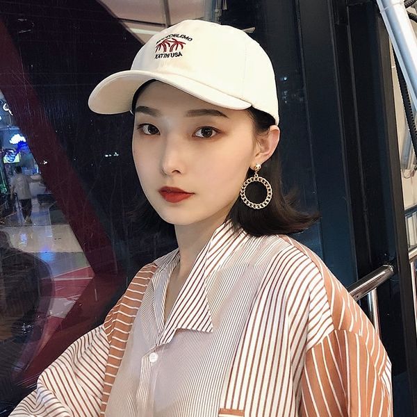 

ins wind baseball baseball cap women' coconut tree cap casual all-match street american soft sun hat men, Blue;gray