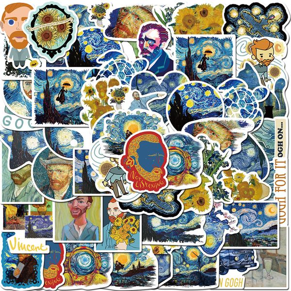 

pack of 40pcs wholesale vincent van gogh stickers painting sunflower portrait vinyl decals lapwater bottle motorcycle car stickers bulk