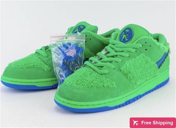 

новые аутентичные grateful dead x sb dunk low зеленый медведь оранжевый желтый синий розовый медведи кроссовки мужчин скейтборд обувь кроссо