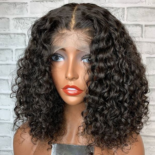 

peruvian curly human hair pre plucked hairline full lace wigs 13x6 lace front bohemian curly wigs 360 lace frontal wig, Black
