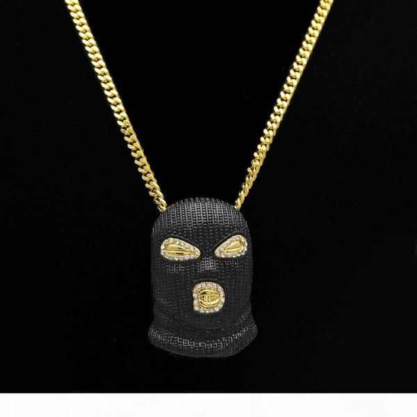

hip hop csgo pendant necklace mens punk style gold silver plated black mask head charm pendant high quality