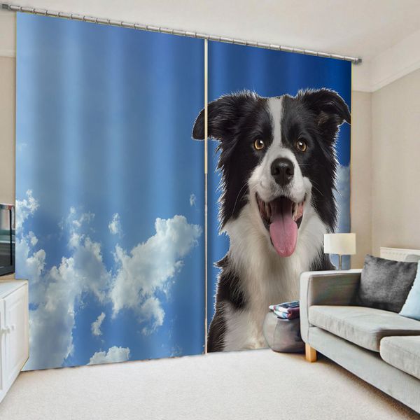 

custom curtains blue sky curtain dog curtains window balcony thickened windshield blackout curtains