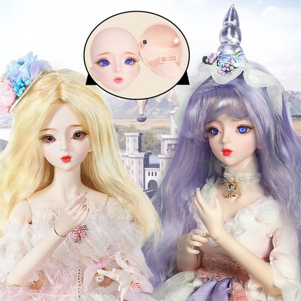 

1/3 bjd customized doll mechanical joint body handmade makeup dream fairy 62cm ai yosd msd sd kit toy gift dc t200712, White