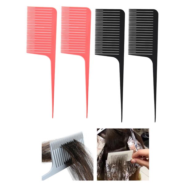 

4x professional weaving highlighting foiling hair comb black+pink, Silver