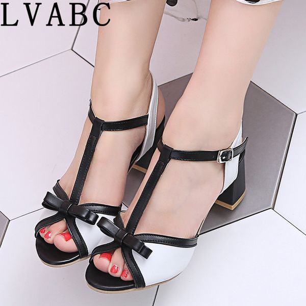 

lvabc 2020 new arrive sandals women shoes square high heel dress shoes black white pink fashion summer ladies 38