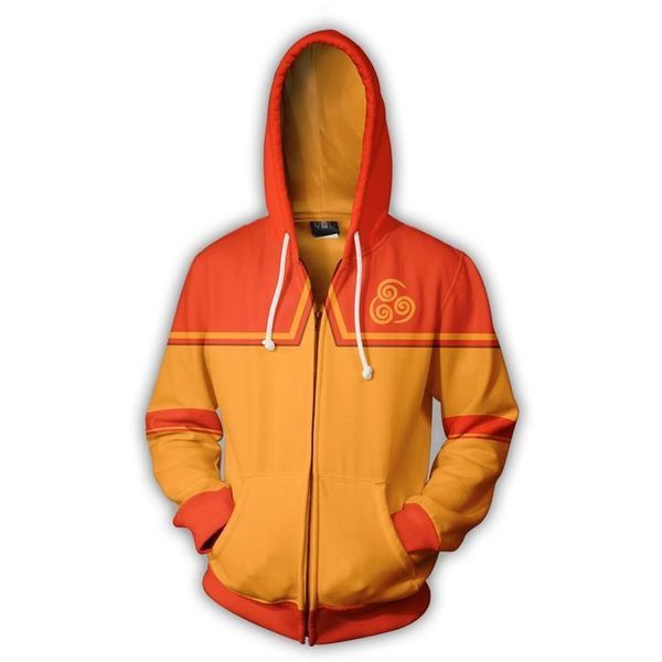 

the last airbender hoodie 3d printed zip up polyester hip hop men hooded for spring autumn sportswear kg-1074, Black