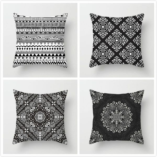 

fuwatacchi цветочной printed наволочка черная и белый шаблон подушка обложка для дома софы случая автомобиль наволочка декоративно