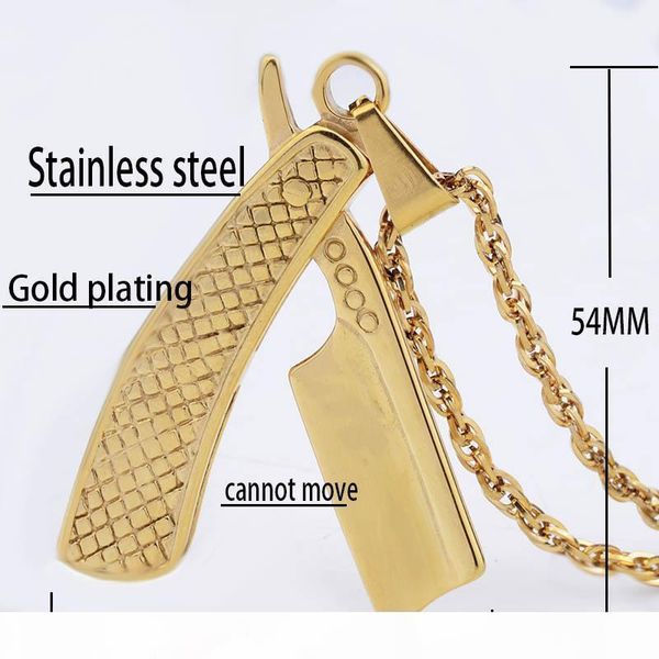 

i valily jewelry mens necklace barber shaver pendant &necklace stainless steel razor pendant for men personality long necklaces, Silver