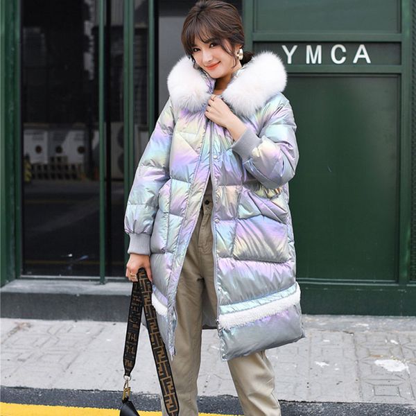 

2020 real natural fur down parka winter jacket women thicken hooded coat female white duck down waterproof snow outwear fur coat, Black