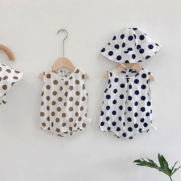 

baby clothing set polka dot baby girls clothes pure cotton infant boys bodysuit with hat, Blue