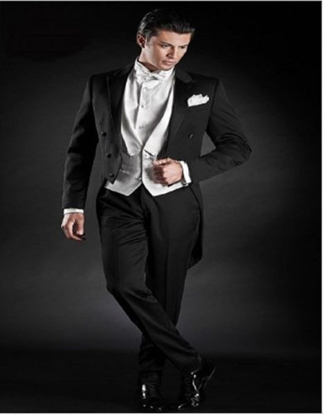 

classic double-breasted wedding tuxedos slim fit suits for men groomsmen suit three pieces prom formal suits (jacket+pants+vest+tie) w182, Black;gray