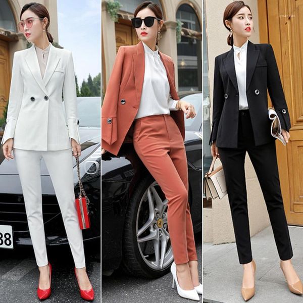 

white and black color suit blazer jacket women fashion long sleeve coat women elegant double breasted jacket suits female ladies1, White;black