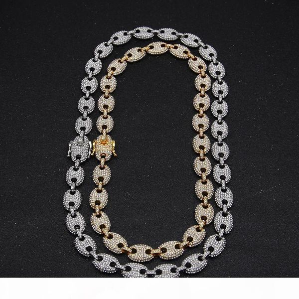 

men gold silver necklace bracelet 13mm hip hop gold color zircon crystal miami cuban chain necklace selling the hip hop king