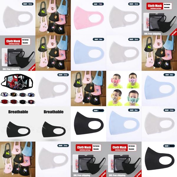

dhl same day shipping washable reusable ice silk mask kid 042usd high end packaging motorcycle face mask bandanas designer sbzbv, Black