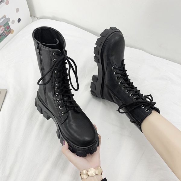 

2020 spring and autumn new wild knight boots boots women's trendy thick-soled handsome motorcycle x320, Black