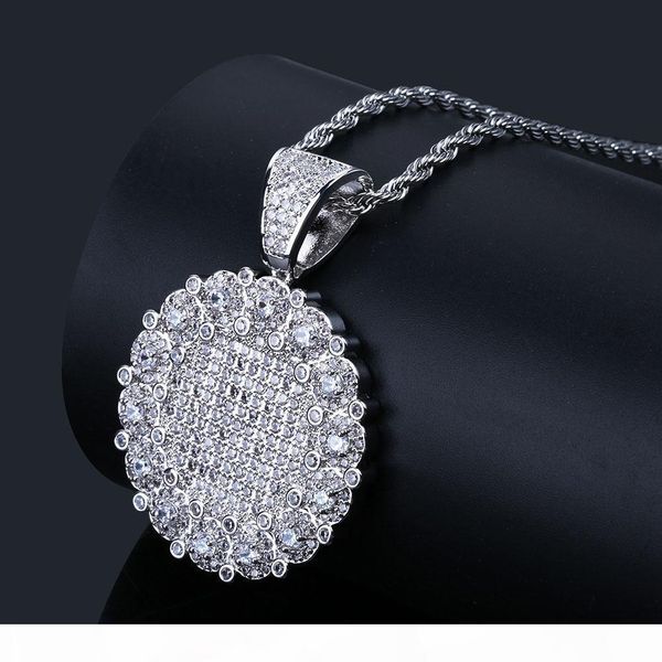 

sunflower round multi-storey pendant new fashionable zircon necklace pendant for men and women, Silver