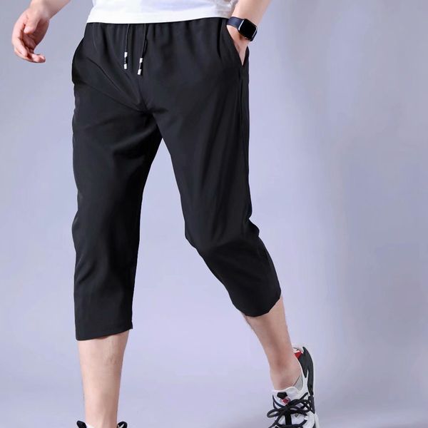

new man running sport pants 3/4 crop sports running trousers yoga fitness tennis basketball jogging male sportsuits tracksuits, Black;blue