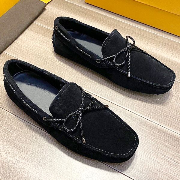 

new highquality mens casual bowknot leather shoes, nonslip wearresistant flat loafers, pedal driving shoes, stylish loafers with origina qan, Black