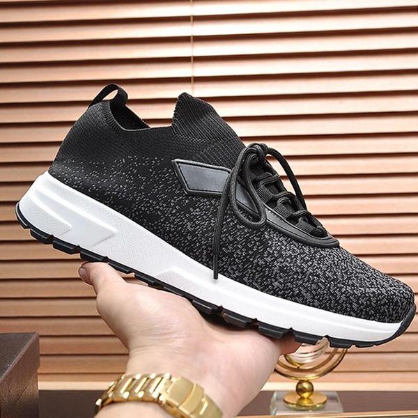 

casual shoes mens zapatos de hombre prax 01 knit fabric sneakers men shoes with rubber sole scarpe da uomo footwears fast ship, Black