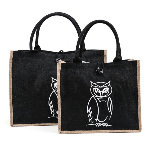 

summer flamingo owl linen tote large capacity female casual shoulder bag handbag for women beach shopping bag