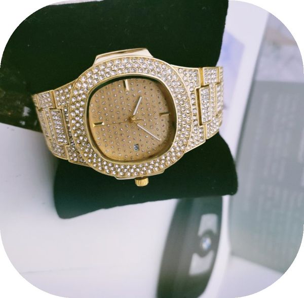 

2020 men's and women's square watch full diamond brand designer automatic watch bracelet clock, Slivery;brown