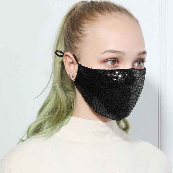 

sequin cotton face mask fashion bling-bling glitter anti pm2.5 cover washable reusable half face mask for party unisex