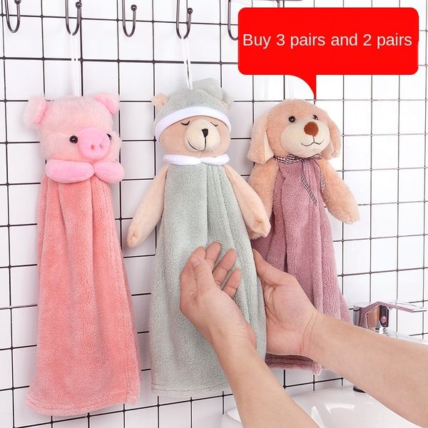

korean-style hand-wiping thickened absorbent animal hanging cartoon cute children flannel handkerchief handkerchief bag coral wipe, Blue;white