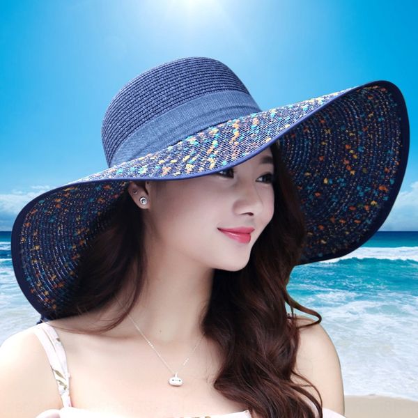 

women's sun butterfly straw outdoor uv-proof beach foldable sun hat bow straw hat, Blue;gray