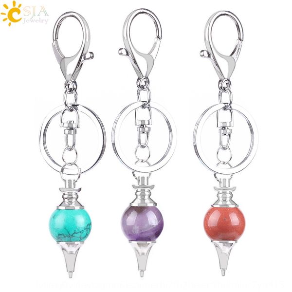 

conical natural pendant pendant metal key chain bag key chain amethyst pink crystal white crystal small gift, Silver
