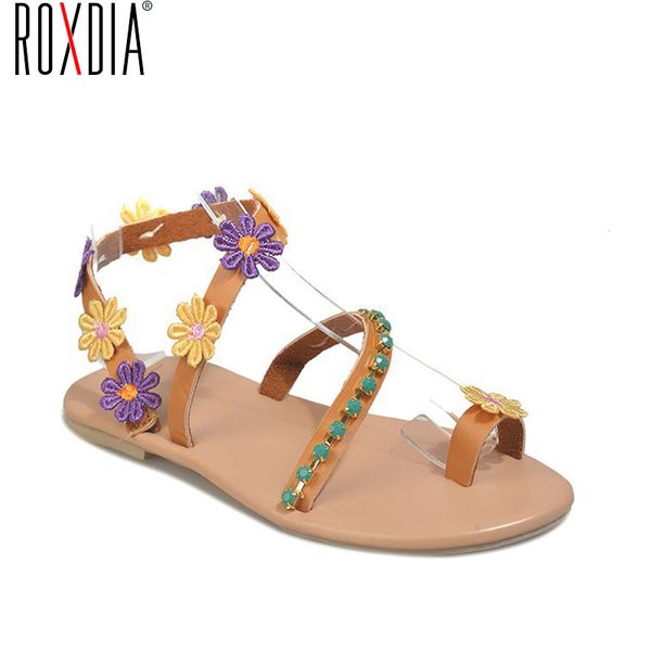 

roxdia women's sandals 2020 new bohemia women's flat bottomed sandals flower spot foreign trade rxm547, Black