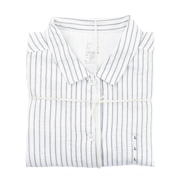 

новые вертикальный stripe_cotton двухслойных пряжи сплетенные с длинными рукавами японских домашних пижамы носить пижамы костюма непечатных, Black;brown