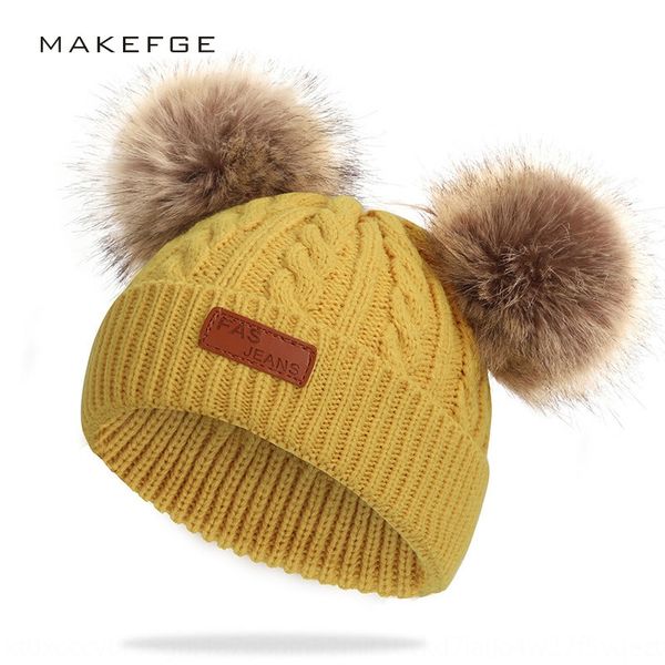 

2019 knitted hat 2019 double fur ball knitted hat double fur ball, Blue;gray