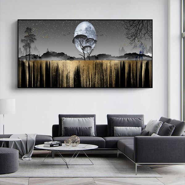 

современные черные абстрактные плакаты пейзаж искусство и распечатывает картинки картина стены искусства для гостиной home decor (без рамки