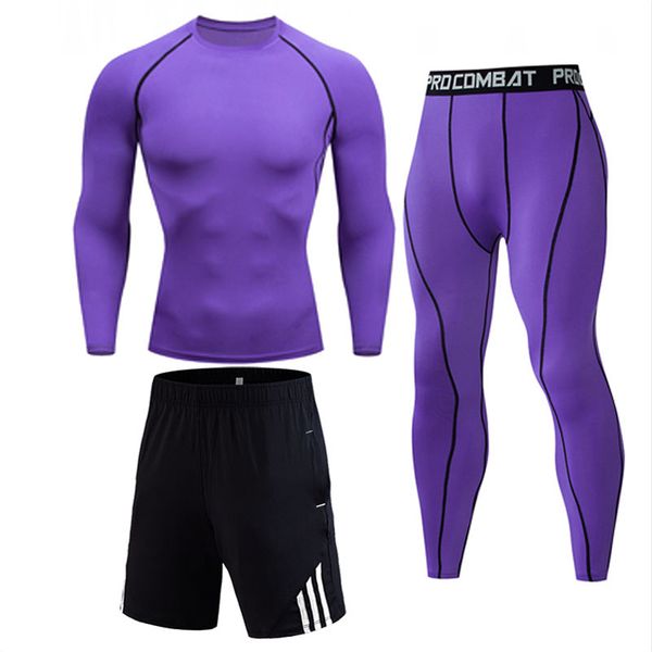 

fitness men's compression shirt base long sleeve tight sports t-shirt running fitness bodybuilding t-shirt leggings shorts, Black;blue