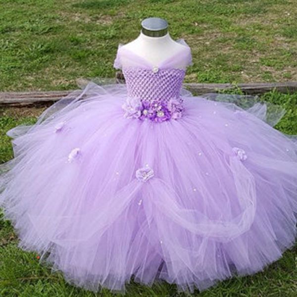 

2-8y flower girl princess dress kid party pageant wedding bridesmaid tutu dresses pink lavender kids dress for girls pt153 t200709, Red;yellow