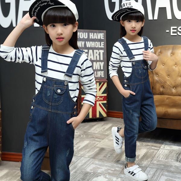 

clothing 2019 autumn new style girls' fashion wear denim belt pants medium and large children's belt pants korean style children&#, Blue