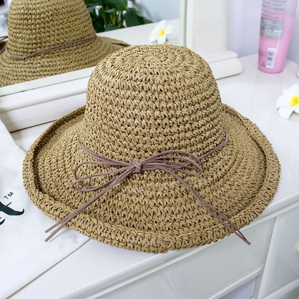 

foldable lafite straw female summer brim beach korean travel straw beach hat sun hat, Blue;gray