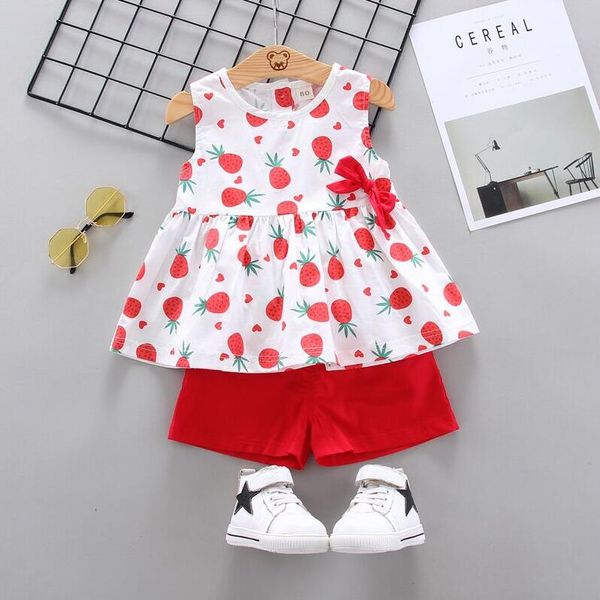 

baby girls beach одежда для одежды летние младенческие детские моды без рукавов + шорты 2 шт, White