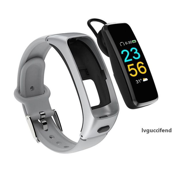 

2 in 1 passometer heart rate blood pressure monitor combo smart bracelet bluetooth earphone headset fitness tracker android smart watch