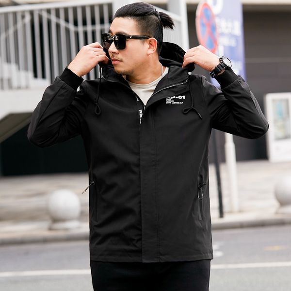 

spring and autumn casual men's mid-length trendy slimming loose trench coat plus windbreaker jacket size hooded jacket, Tan;black