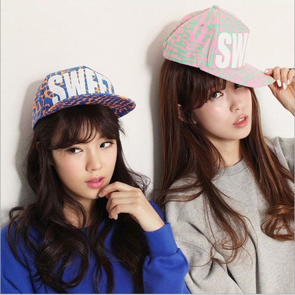 

5ky7u korean style baseball cap fashionable ladies new sweet letter flat edge duck tongue hat fluorescent color hip-hop street dance basebal, Blue;gray