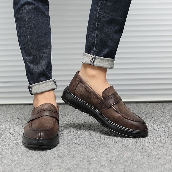 

2020 new factory direct tao supply mens shoes set pointed casual shoes lazy shoes model-, Black