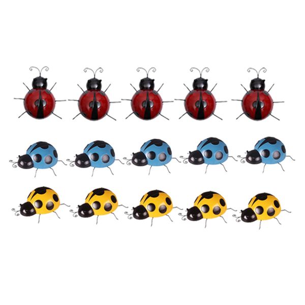 

3 colors set lovely iron ladybird ladybug ornaments outdoor garden decor