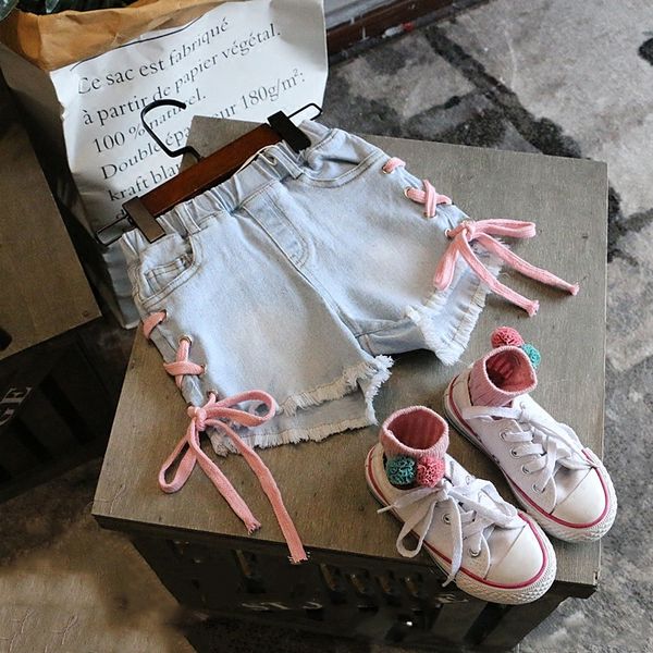 

jrnep 2020 summer wear new denim shorts women's wear fashionable cute children's shorts children's clothing side contrast col, Blue